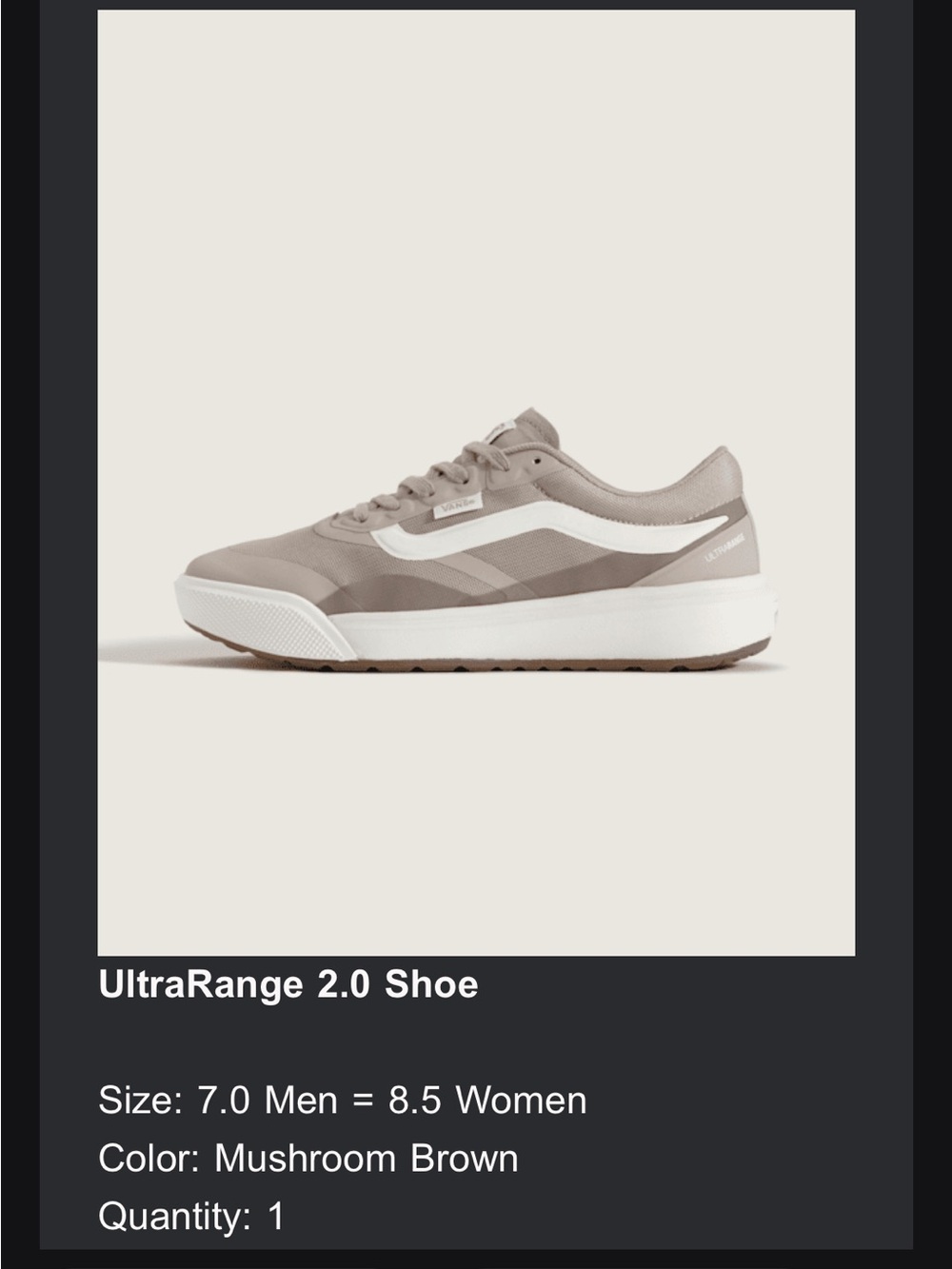 Vans UltraRange 2.0 — Taupe and White Low-Top Sneaker